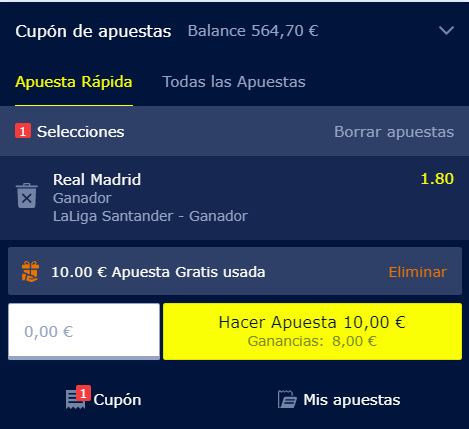 Interfaz de la app de William Hill Casino